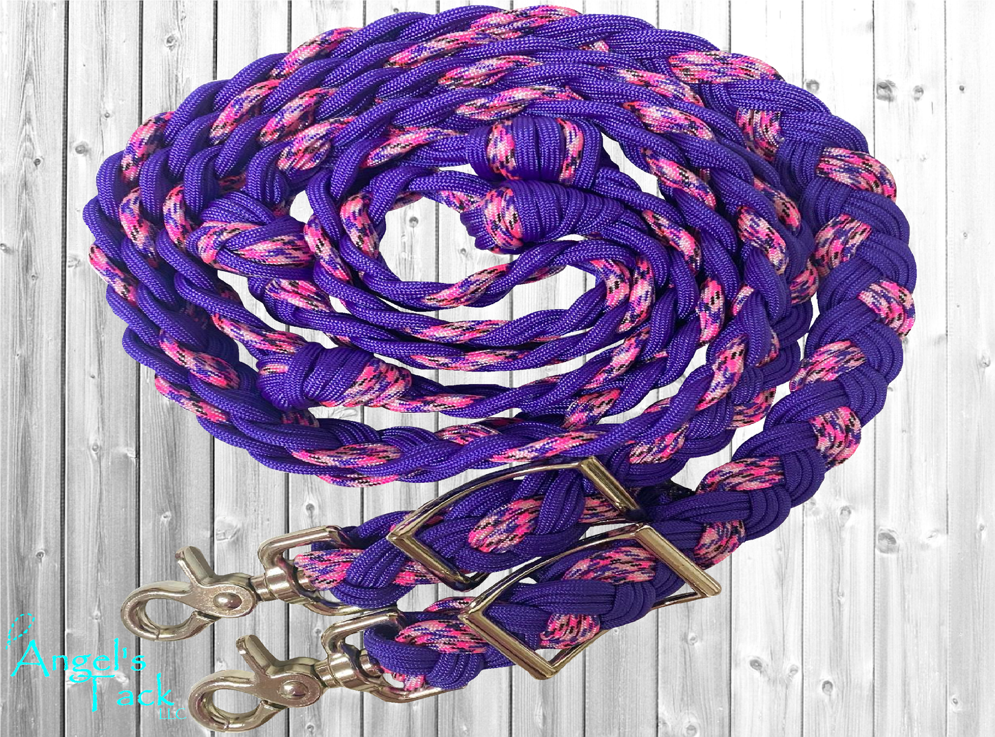 Hot pink and purple barrel reins