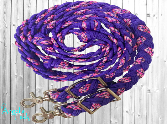 Hot pink and purple barrel reins