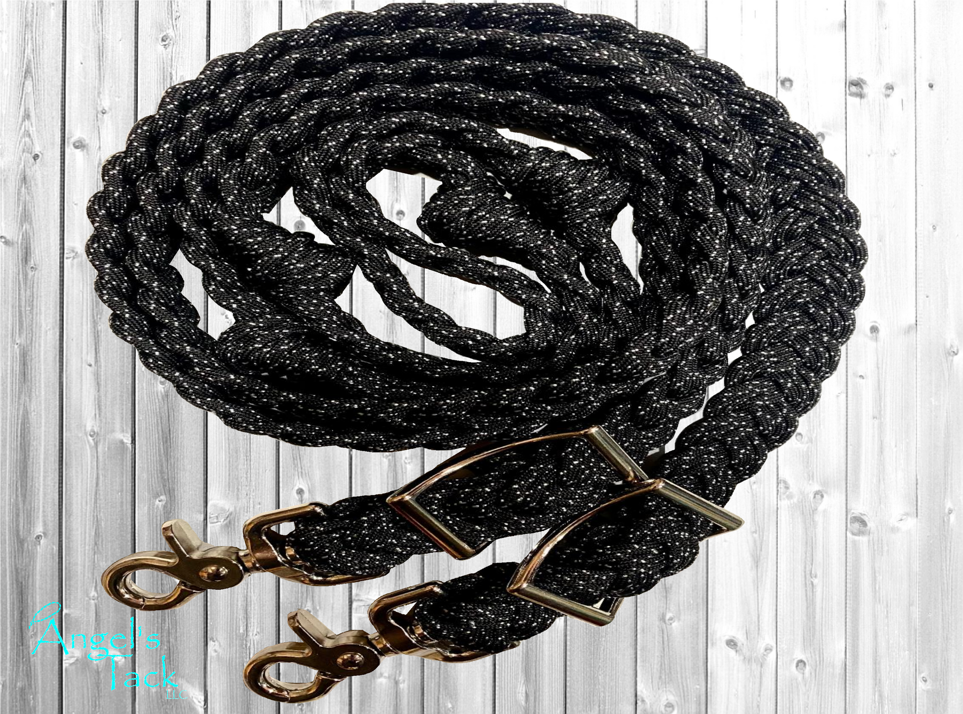 Black glitter barrel reins