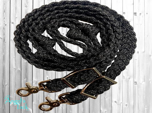 Black glitter barrel reins