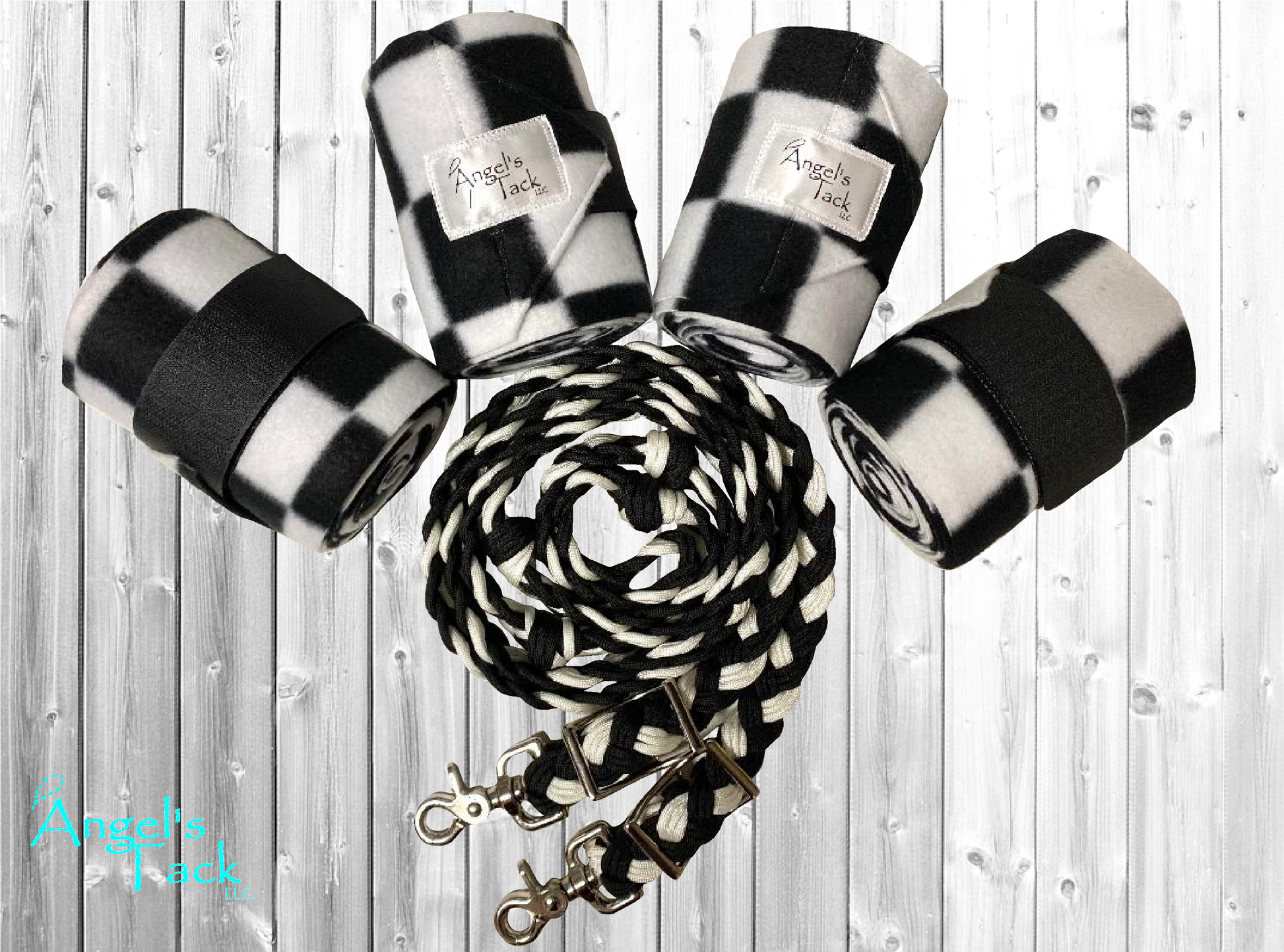 Black and white checkered tack set
