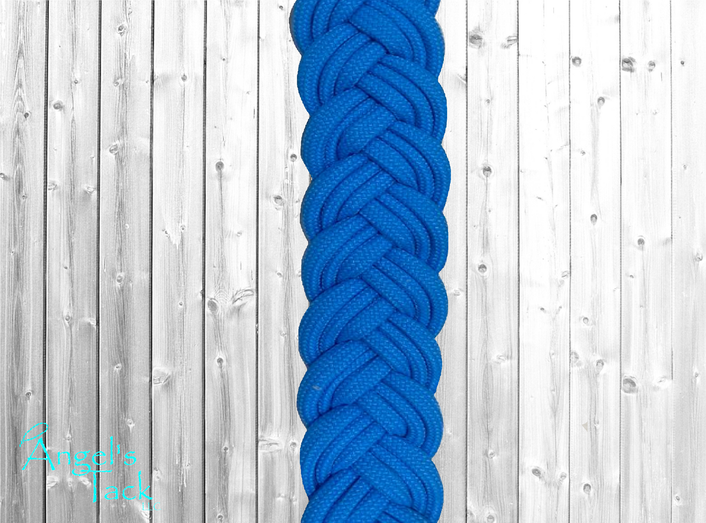 Blue barrel reins, close up