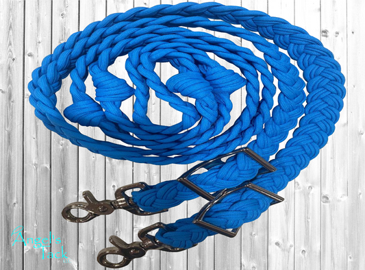 Blue barrel reins