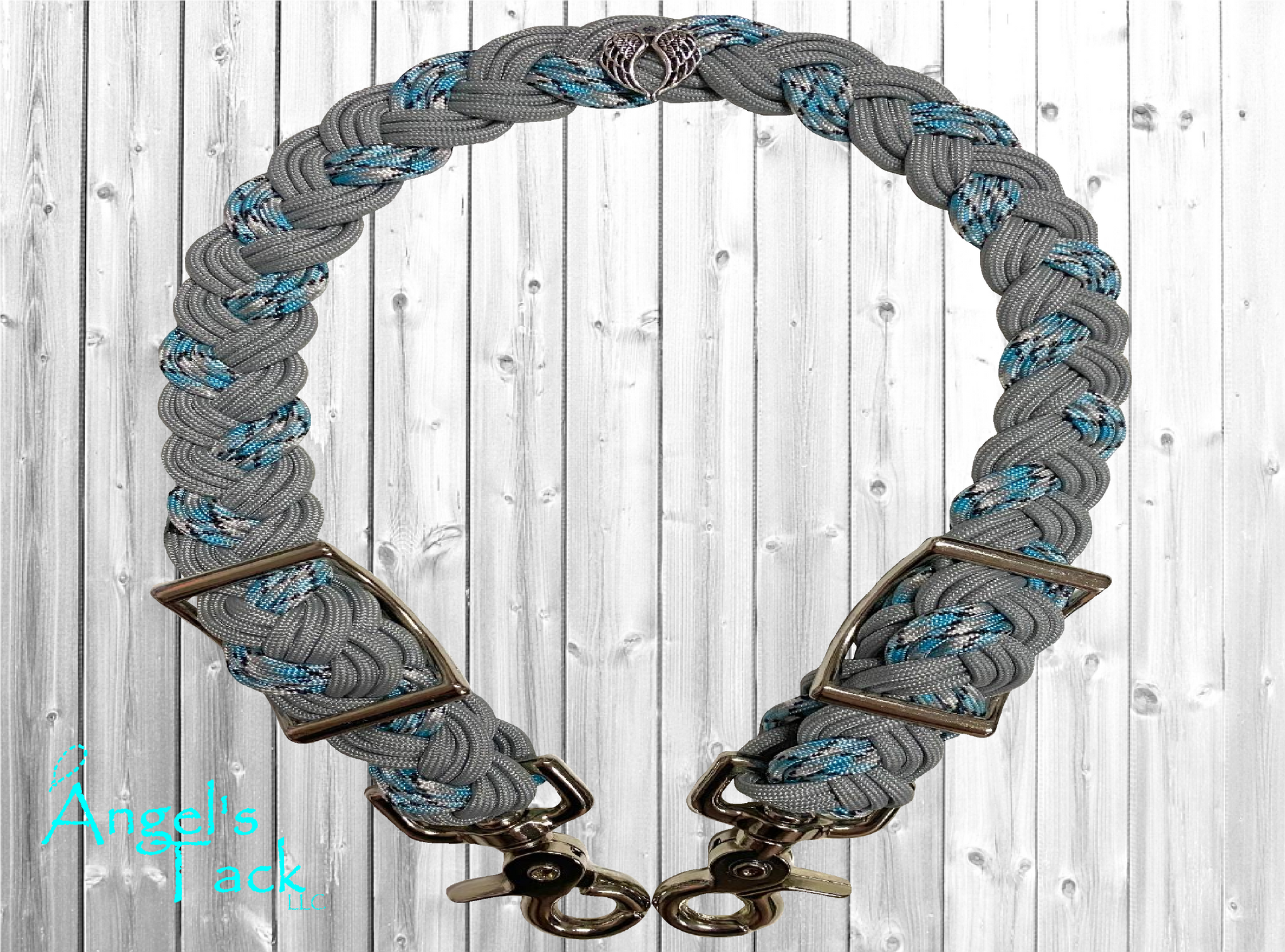 Blue and grey wither strap