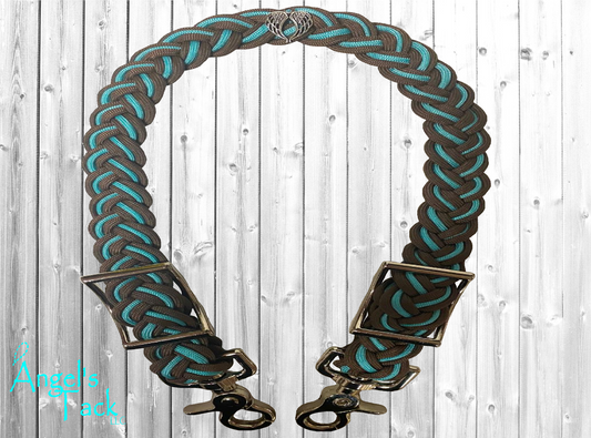 Brown and turquoise wither strap