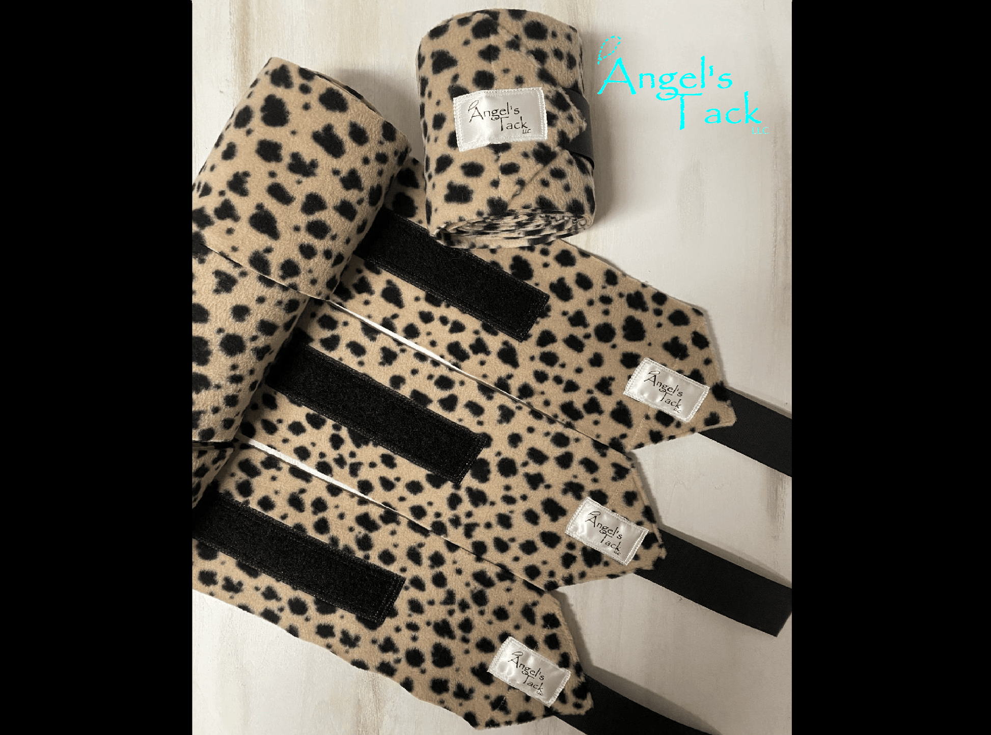 Cheetah polo wraps, unrolled
