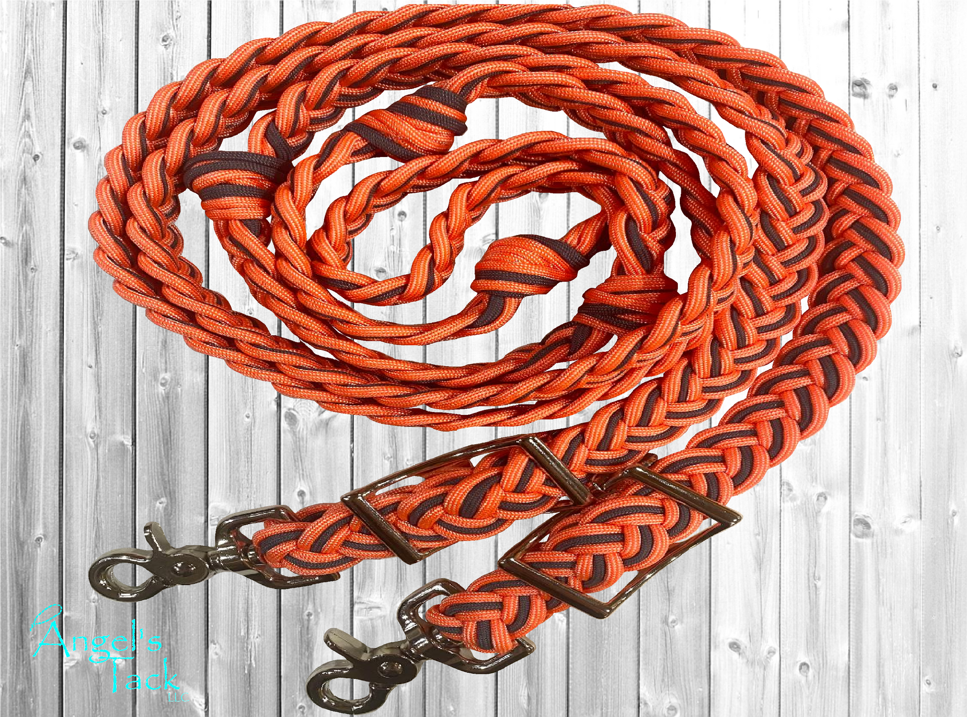 Coral and grey barrel reins