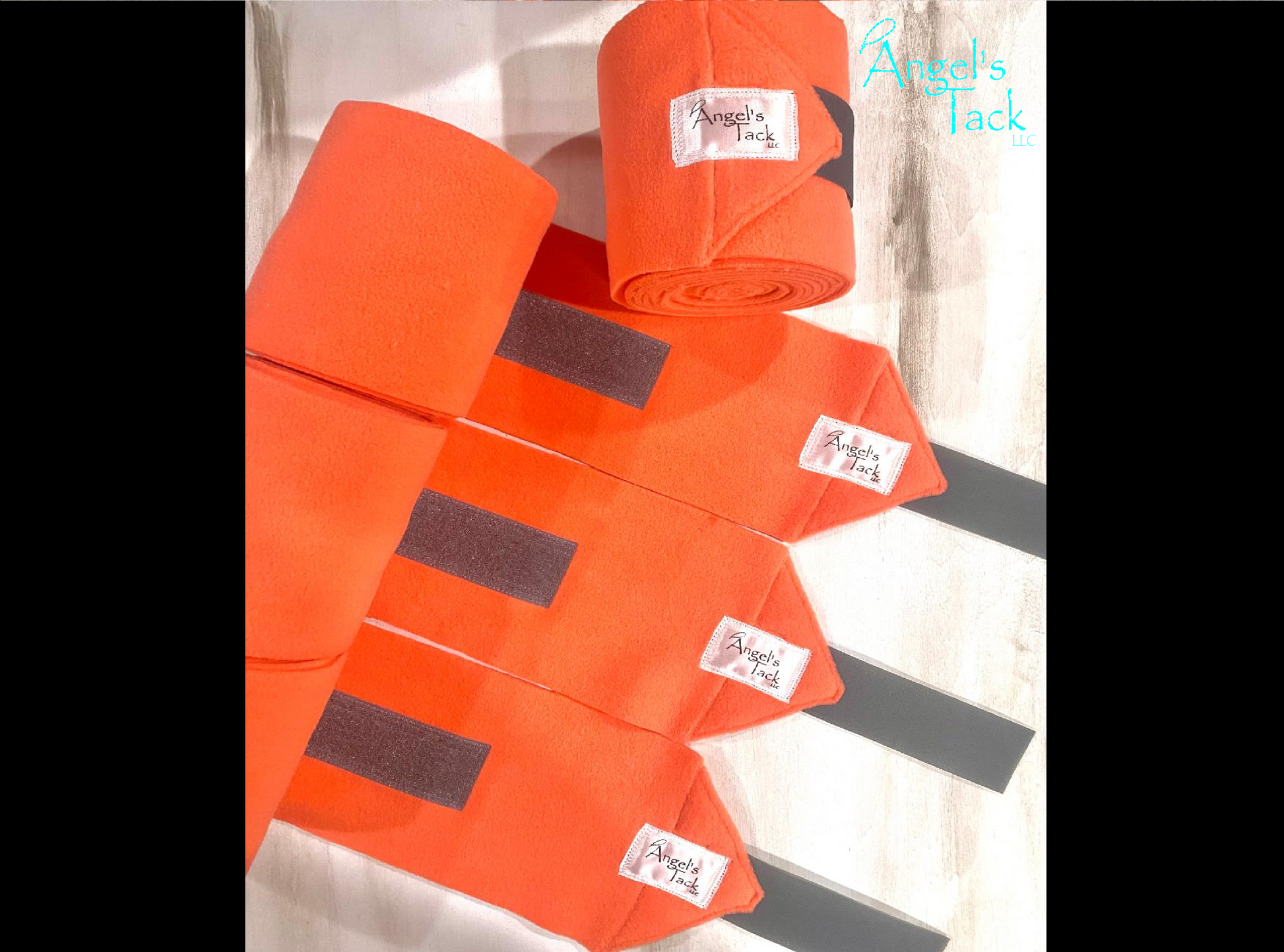 Coral and grey polo wraps, unrolled