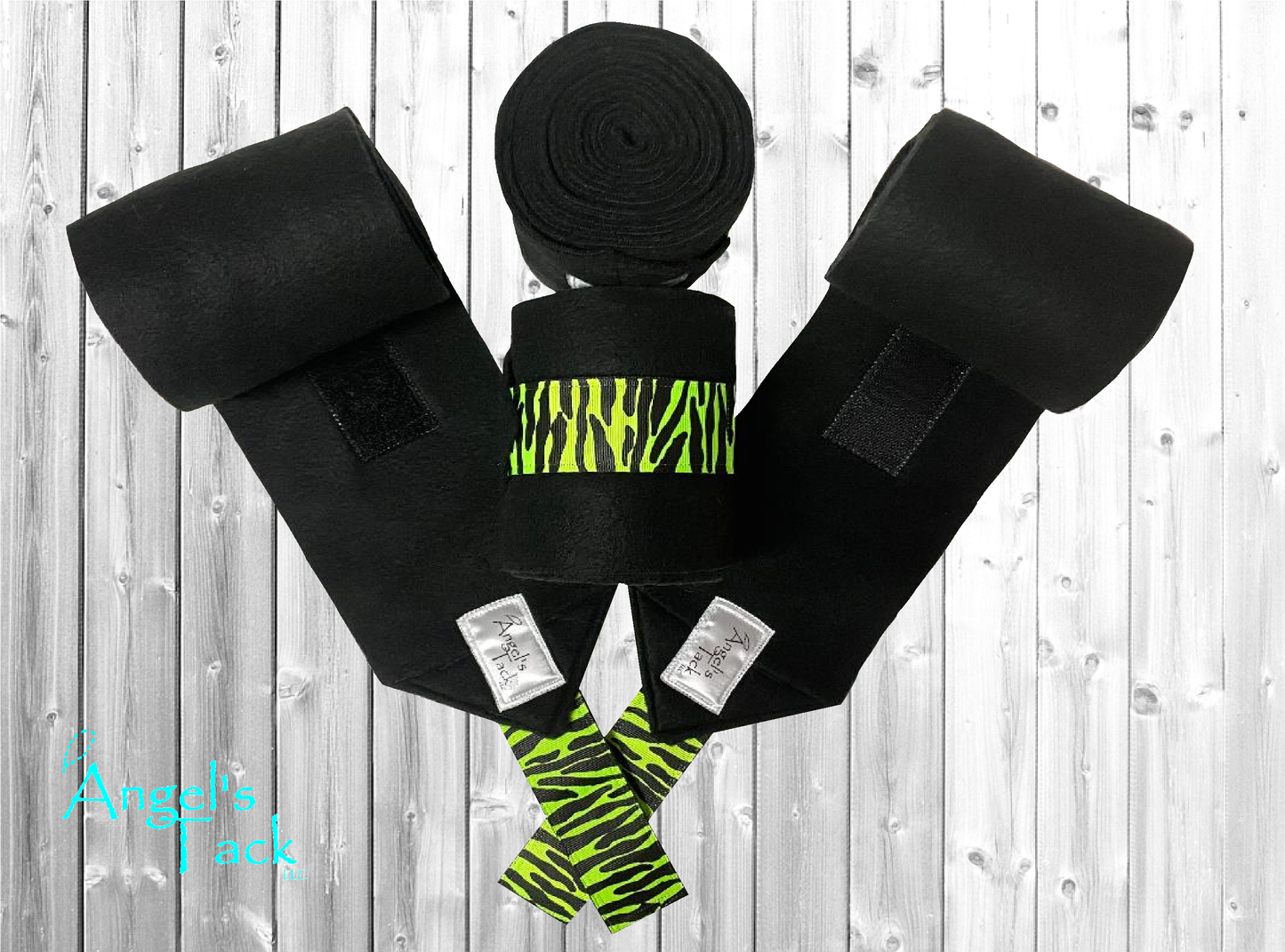 Neon green zebra polo wraps