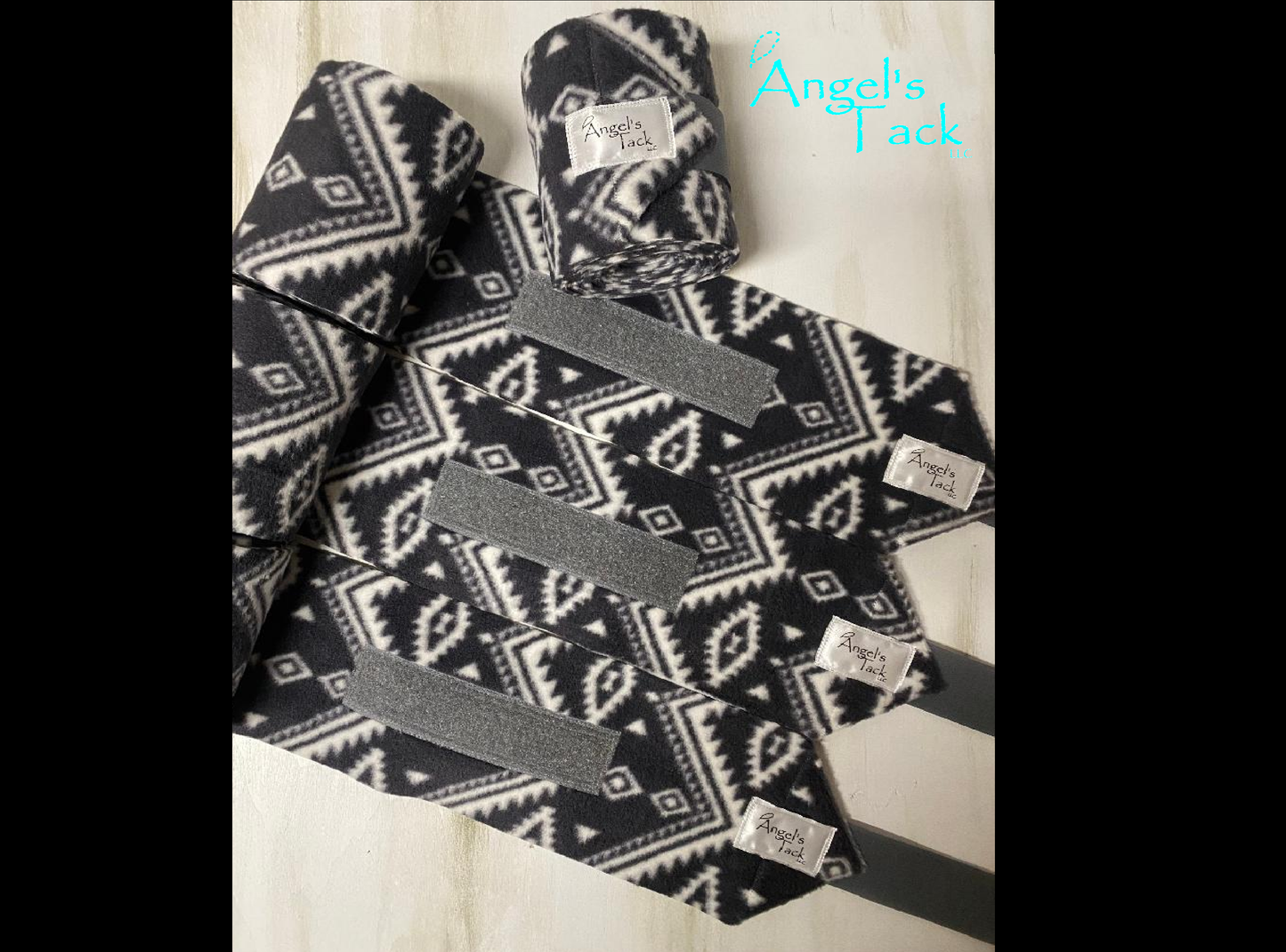 Grey aztec polo wraps, unrolled