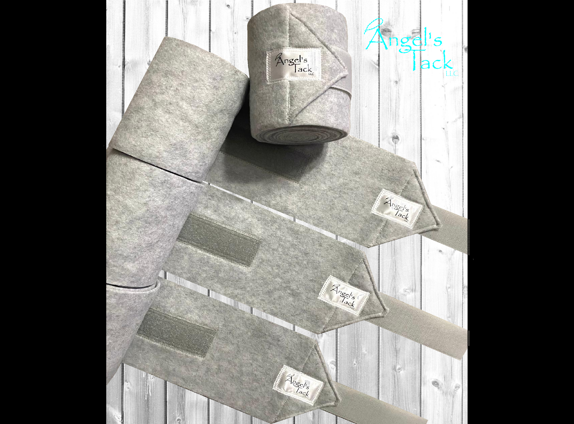 Grey polo wraps, unrolled