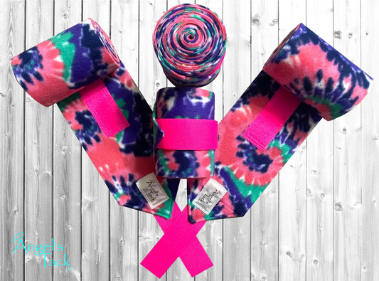 Hot pink purple and teal tie dye polo wraps