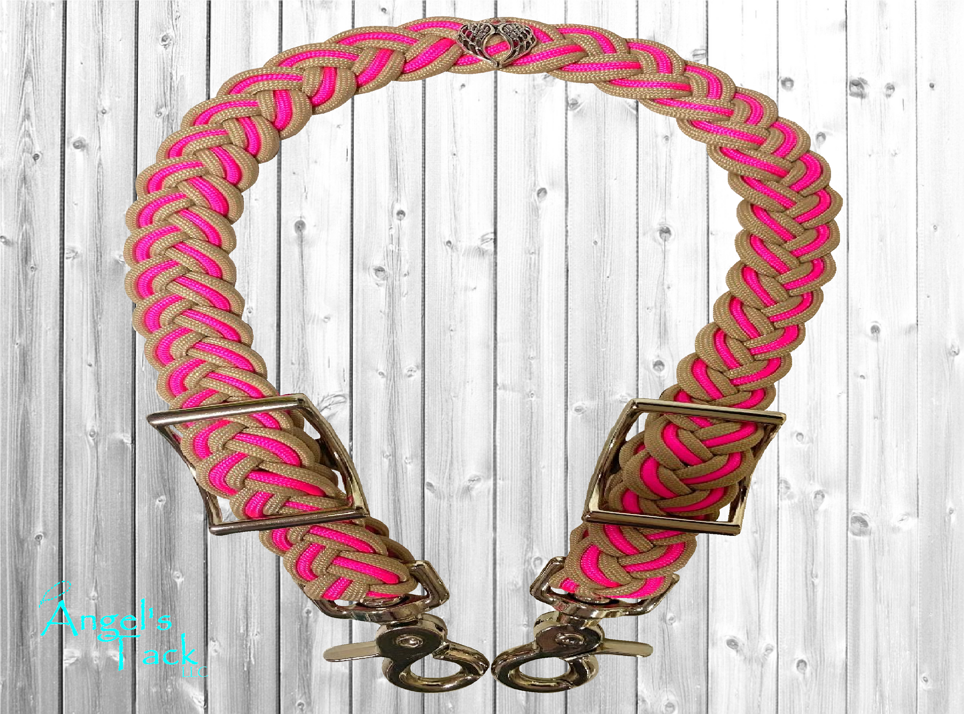 Hot pink and tan wither strap