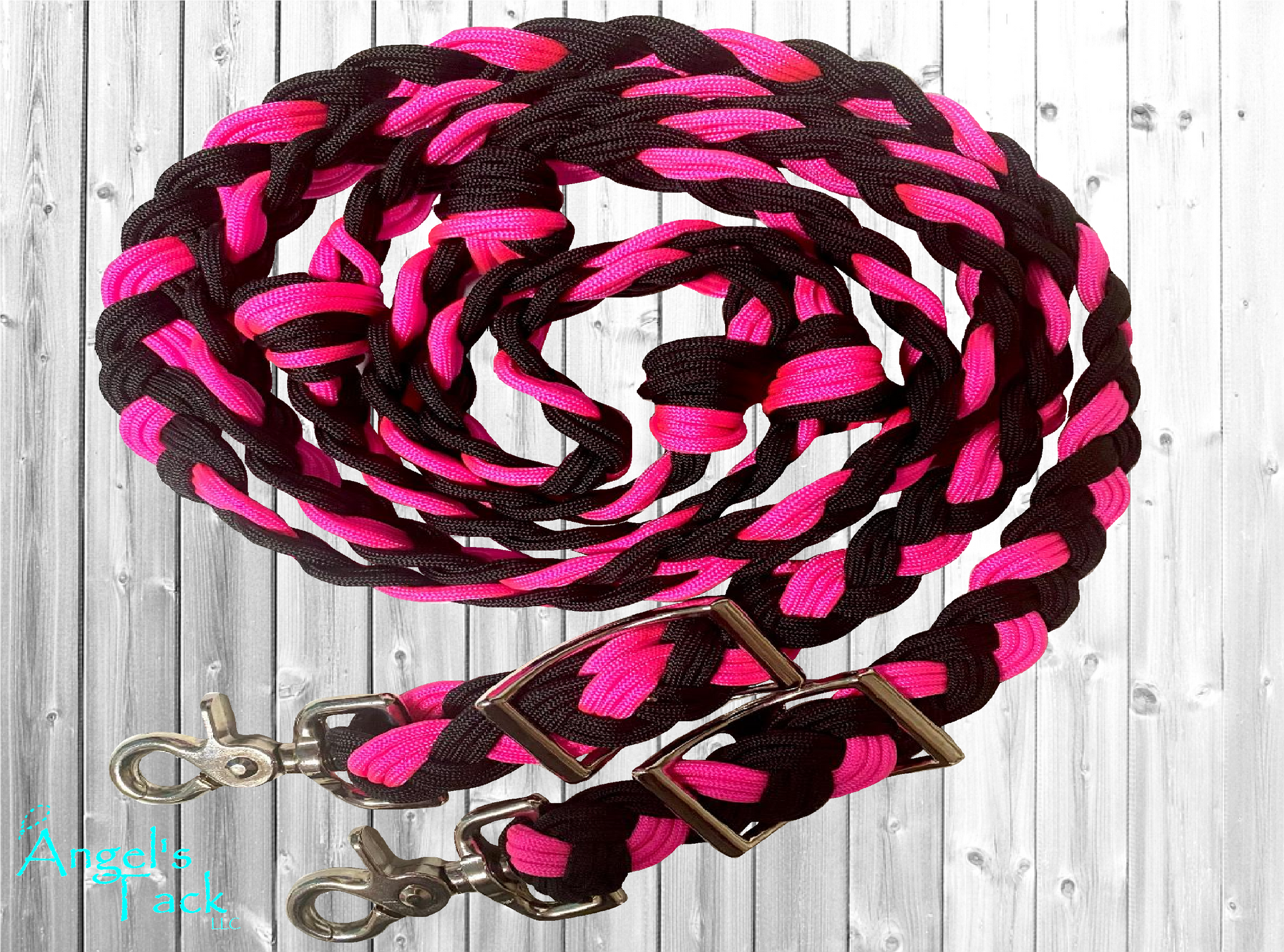 Hot pink and black barrel reins