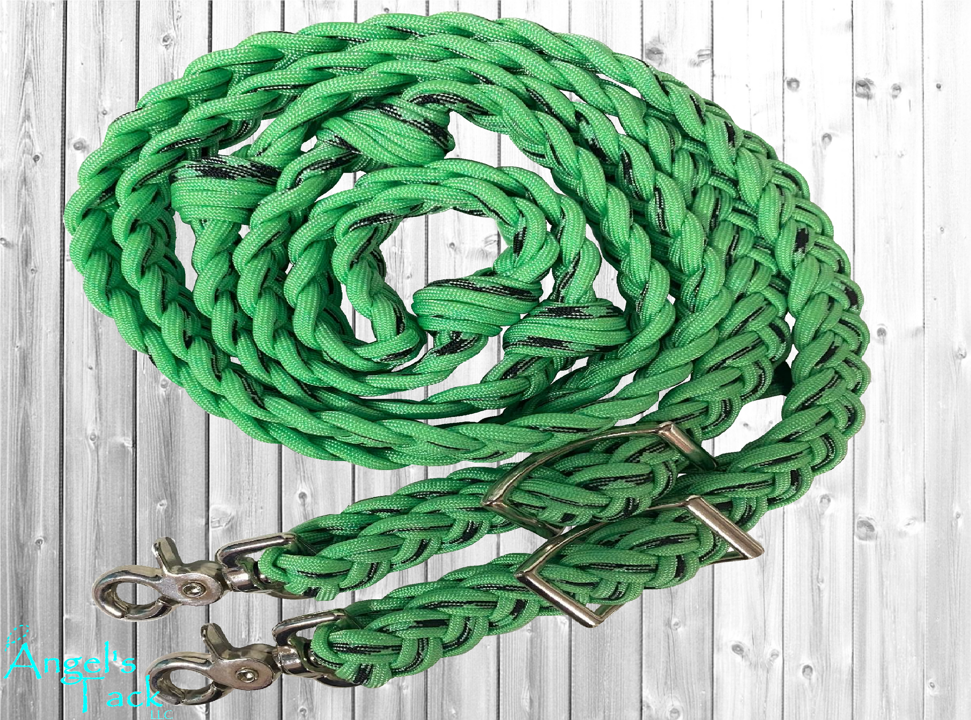 Mint and black barrel reins