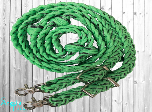 Mint and black barrel reins