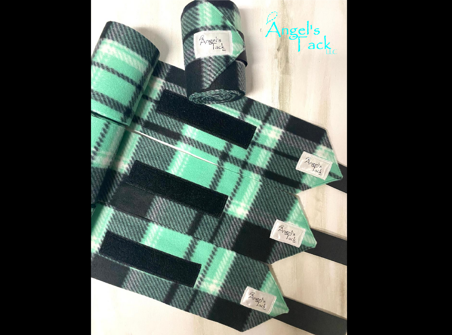 Mint plaid polo wraps, unrolled