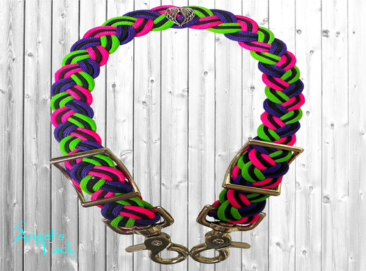 Neon green hot pink and purple wither strap