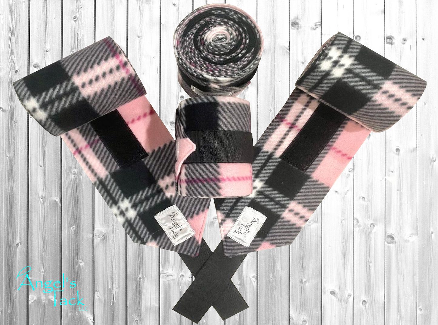 Pink and black plaid polo wraps