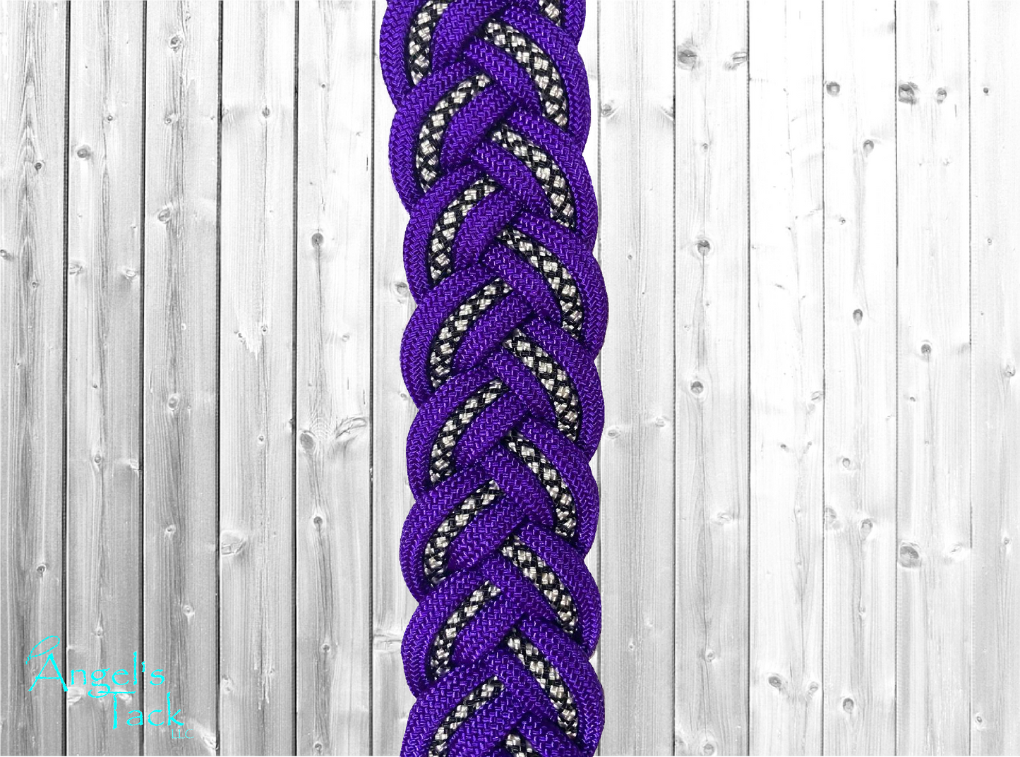 Purple diamond barrel reins, close up
