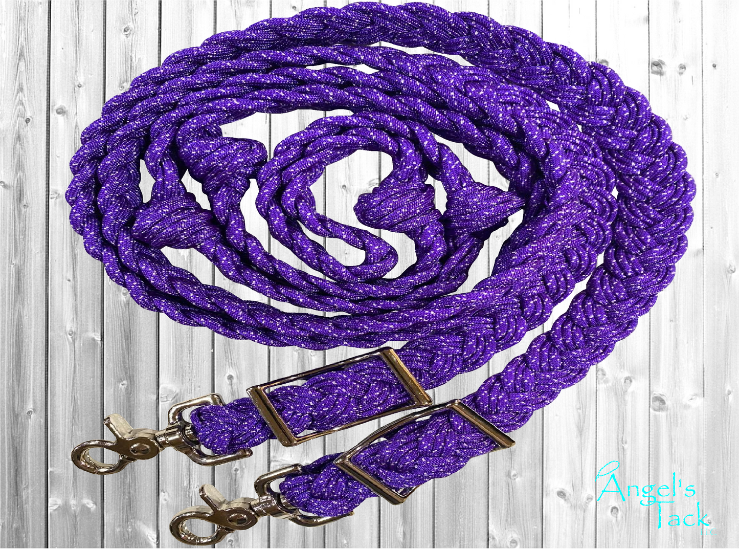 Purple glitter barrel reins