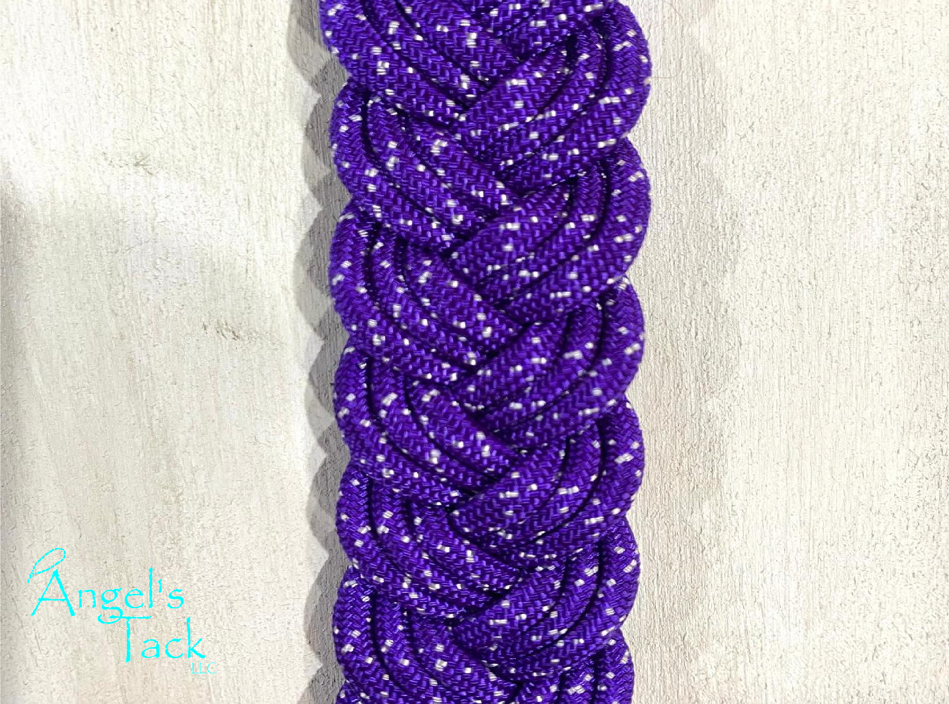 Purple glitter barrel reins, close up