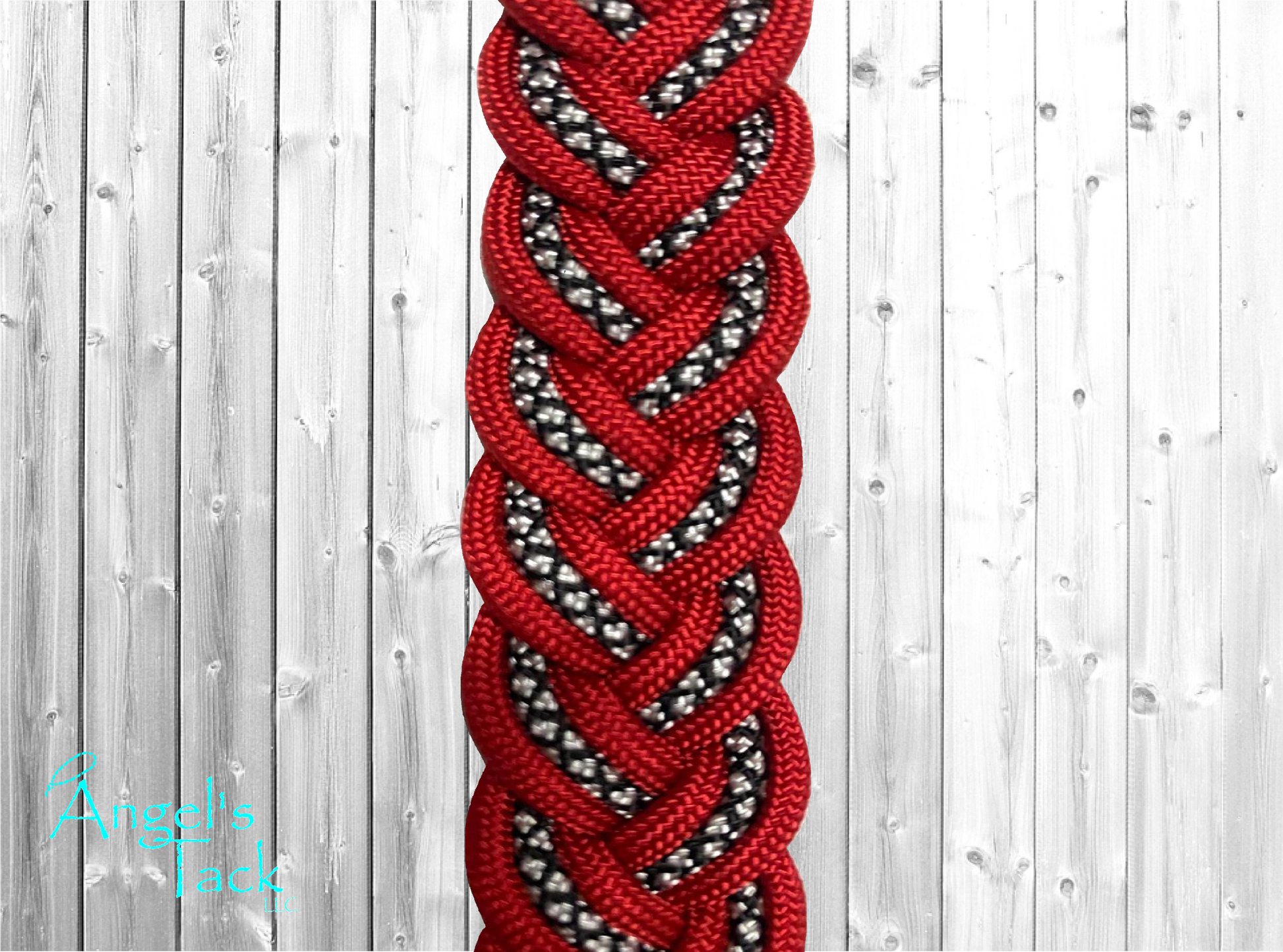 Red diamond barrel reins, close up
