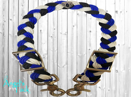 Royal blue black and white wither strap