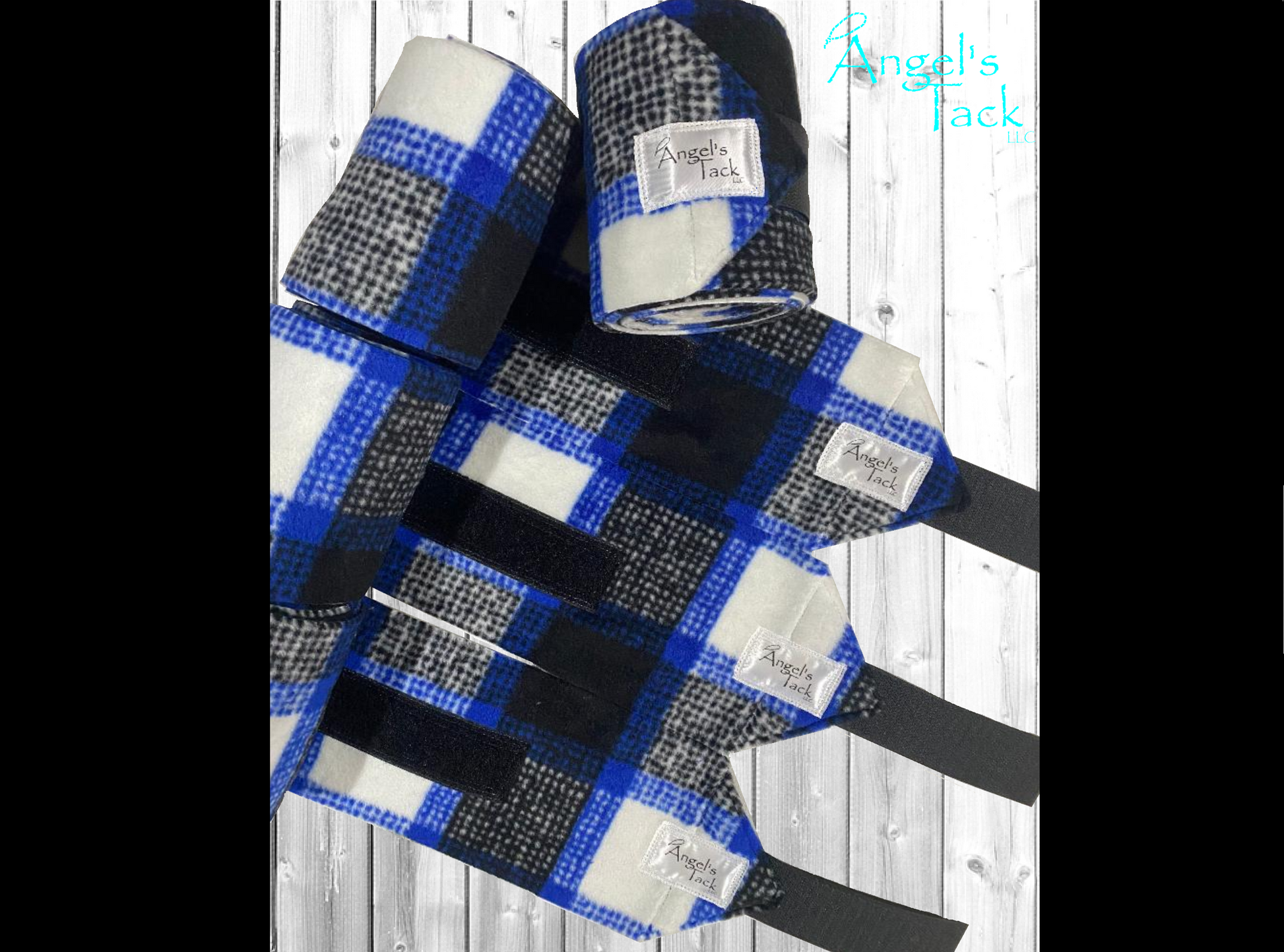 Royal blue plaid polo wraps, unrolled