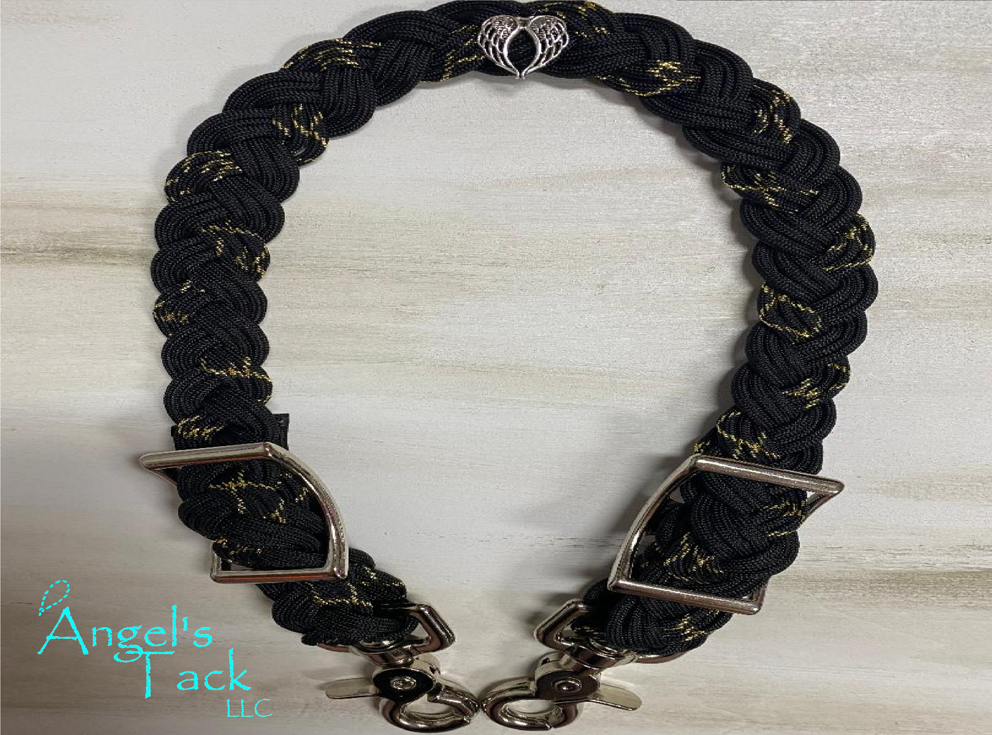 Gold and black wither strap