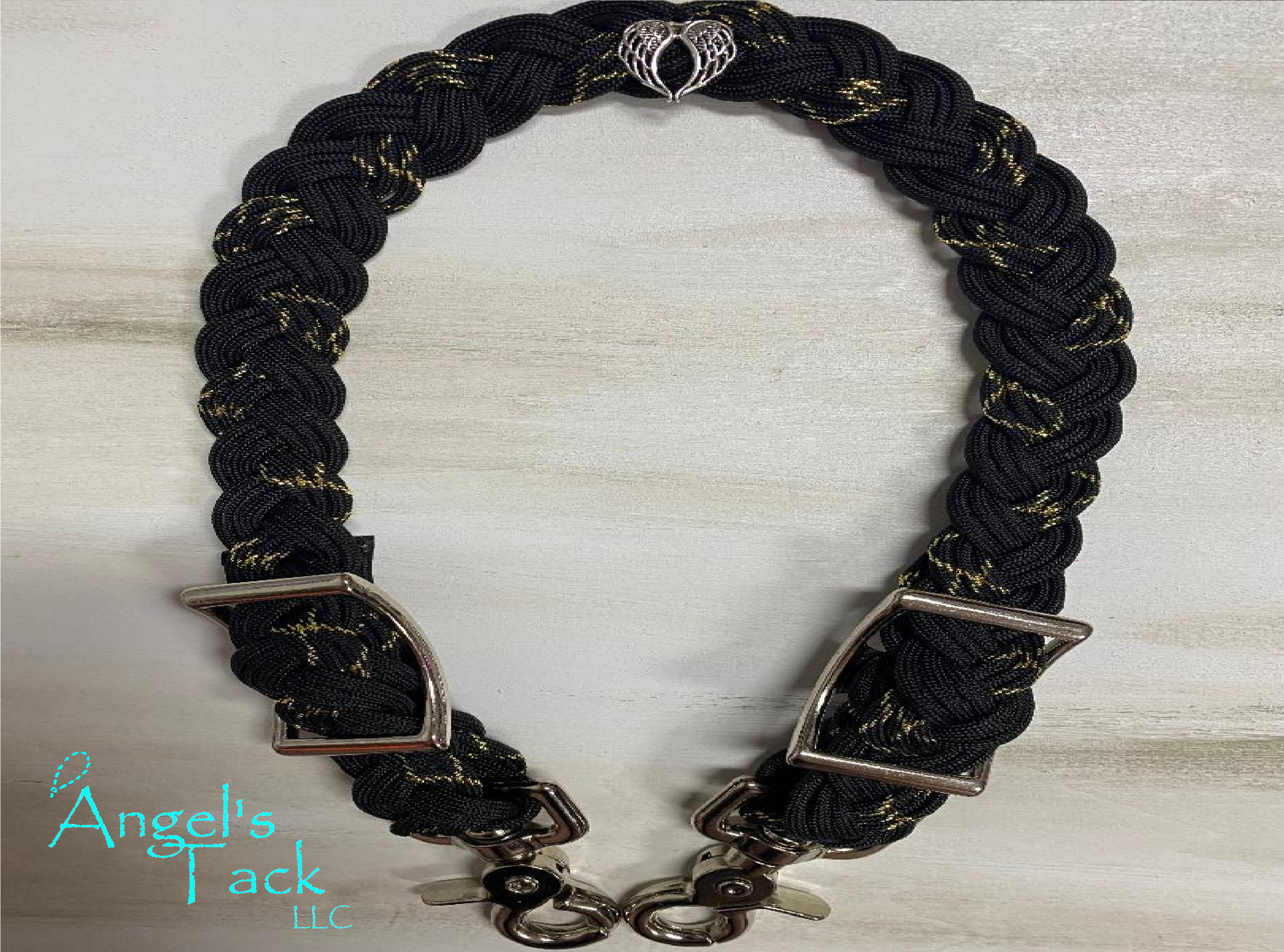 Gold and black wither strap