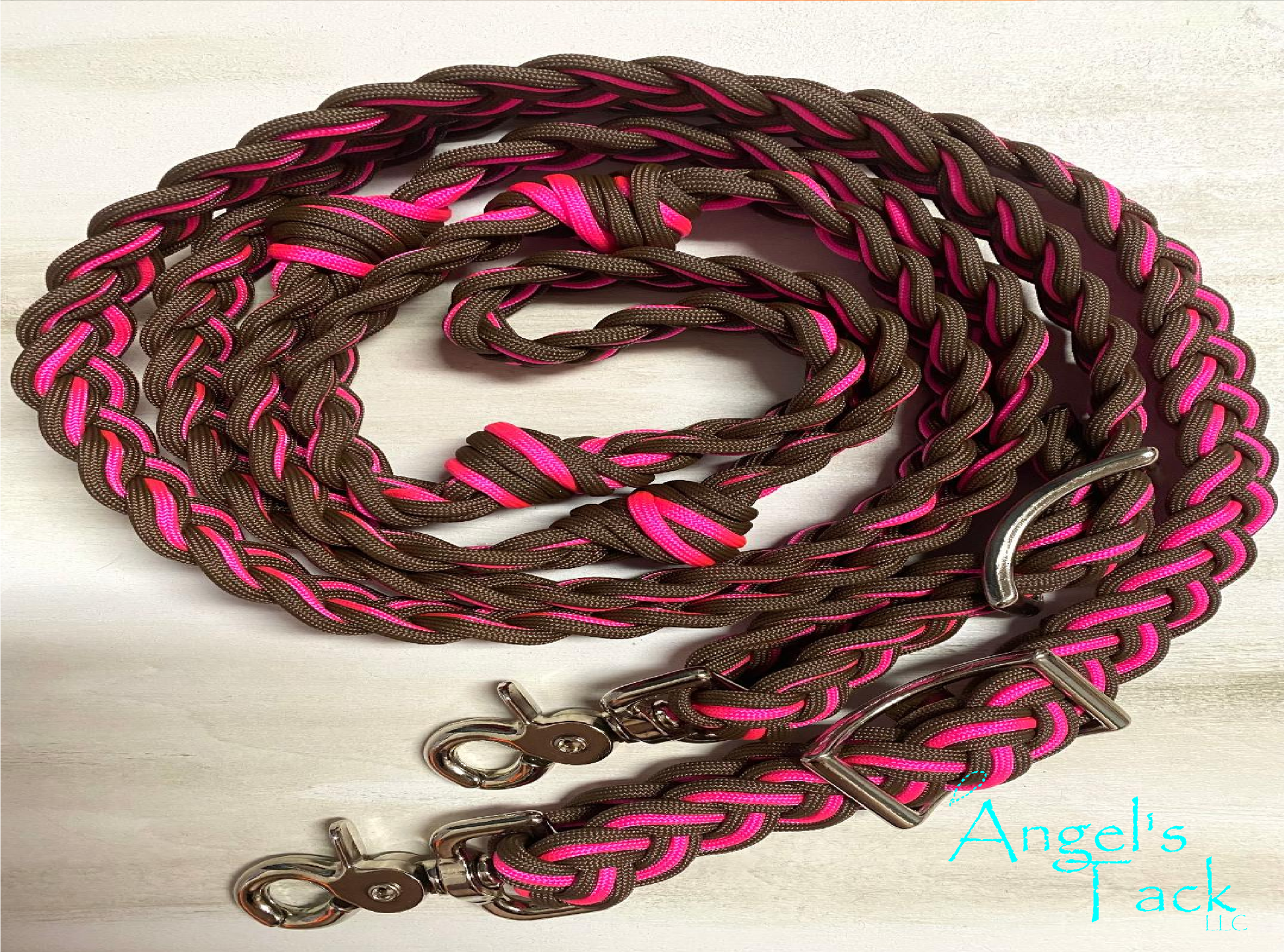 Hot pink and brown barrel reins