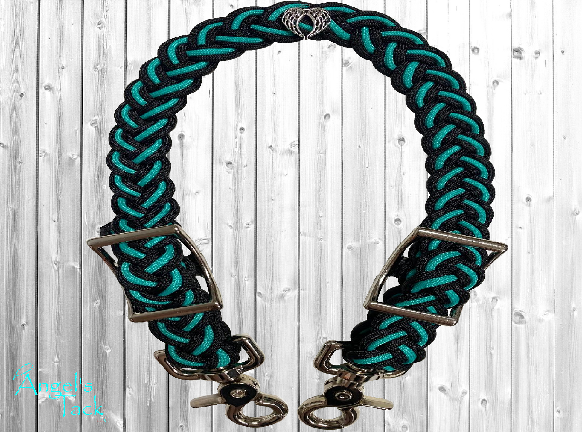 Teal and black wither strap