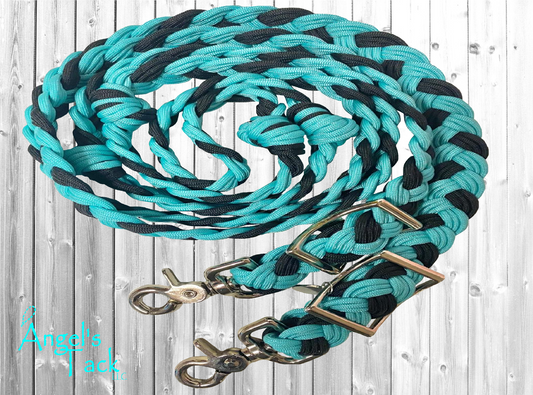 Turquoise and black barrel reins