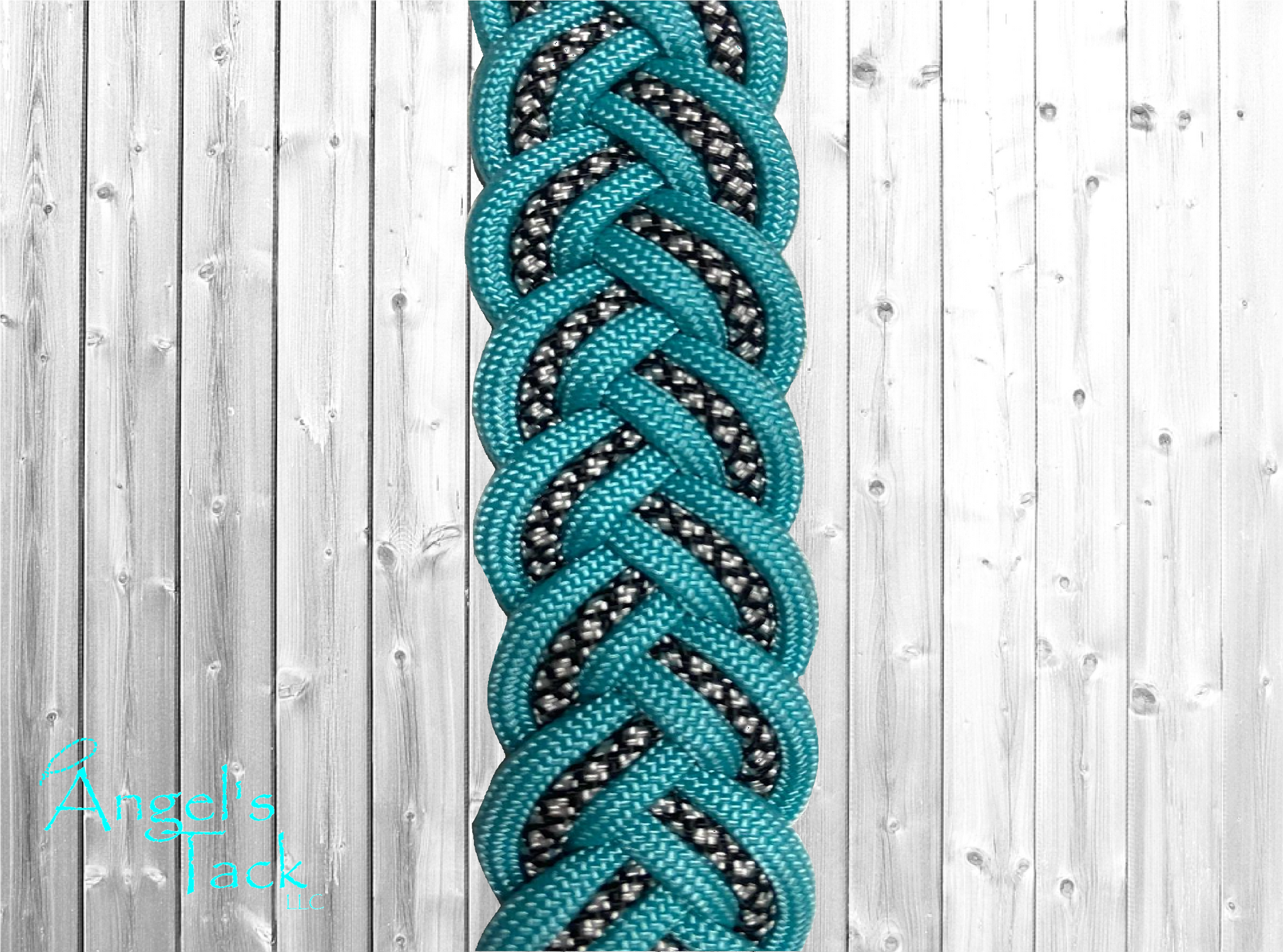 Turquoise diamond barrel reins, close up