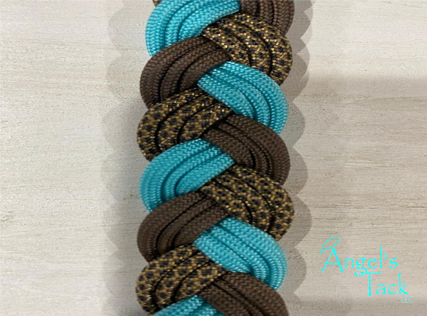 Turquoise leopard barrel reins, close up