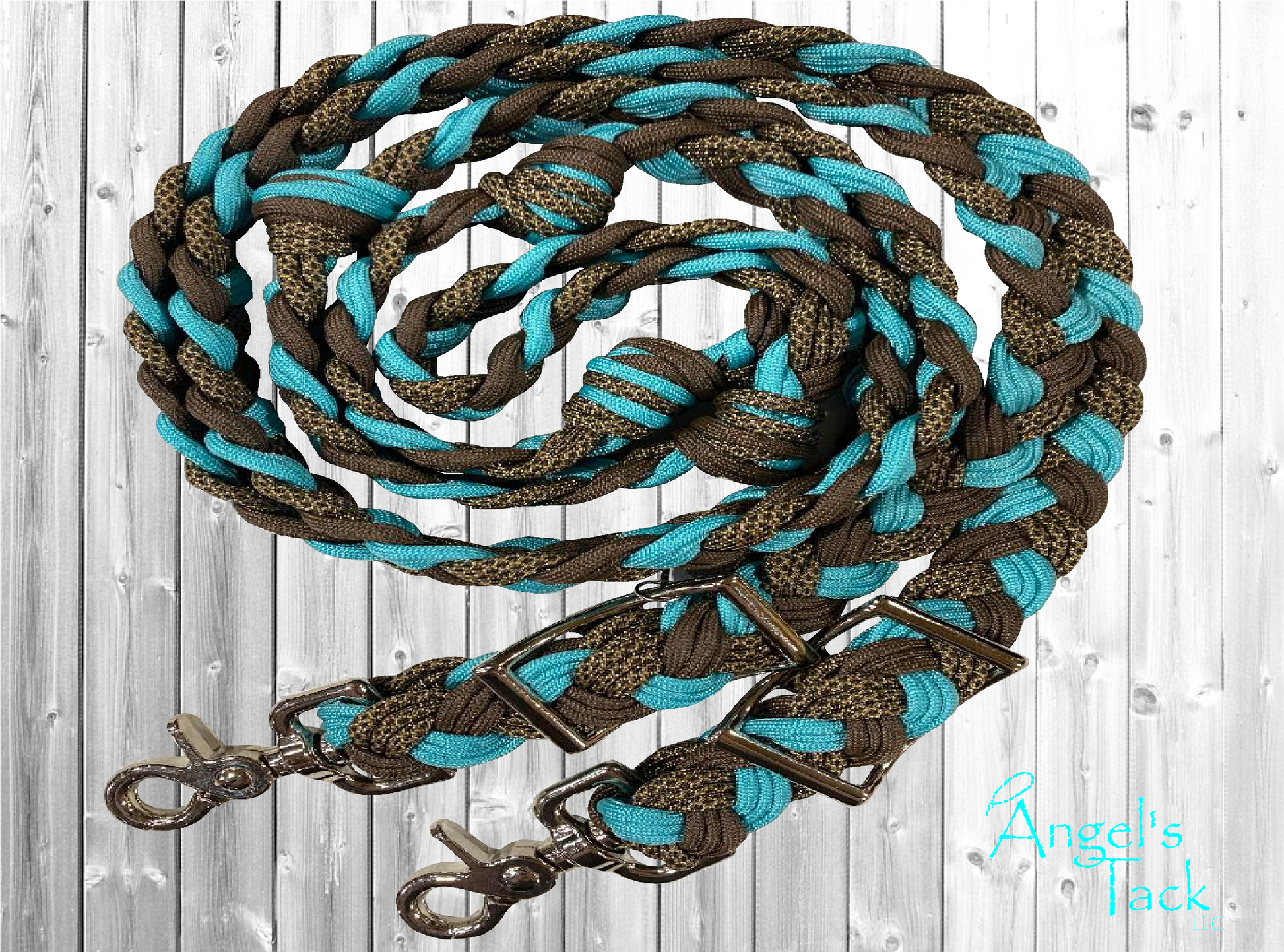 Turquoise leopard barrel reins