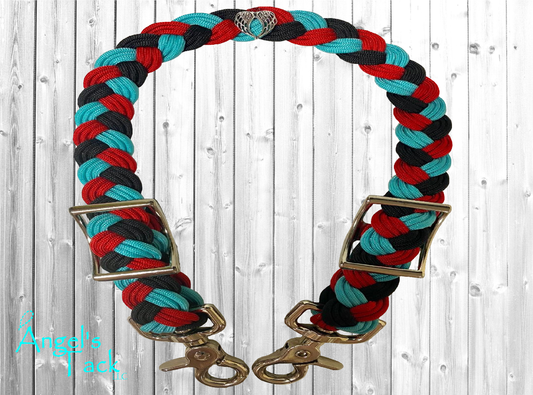Turquoise red and black wither strap