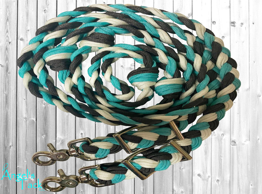 Turquoise grey and white barrel reins