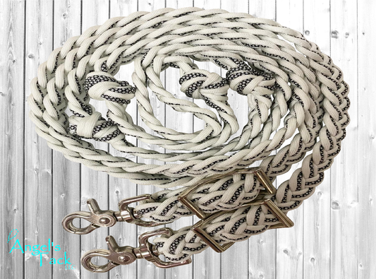White diamond barrel reins