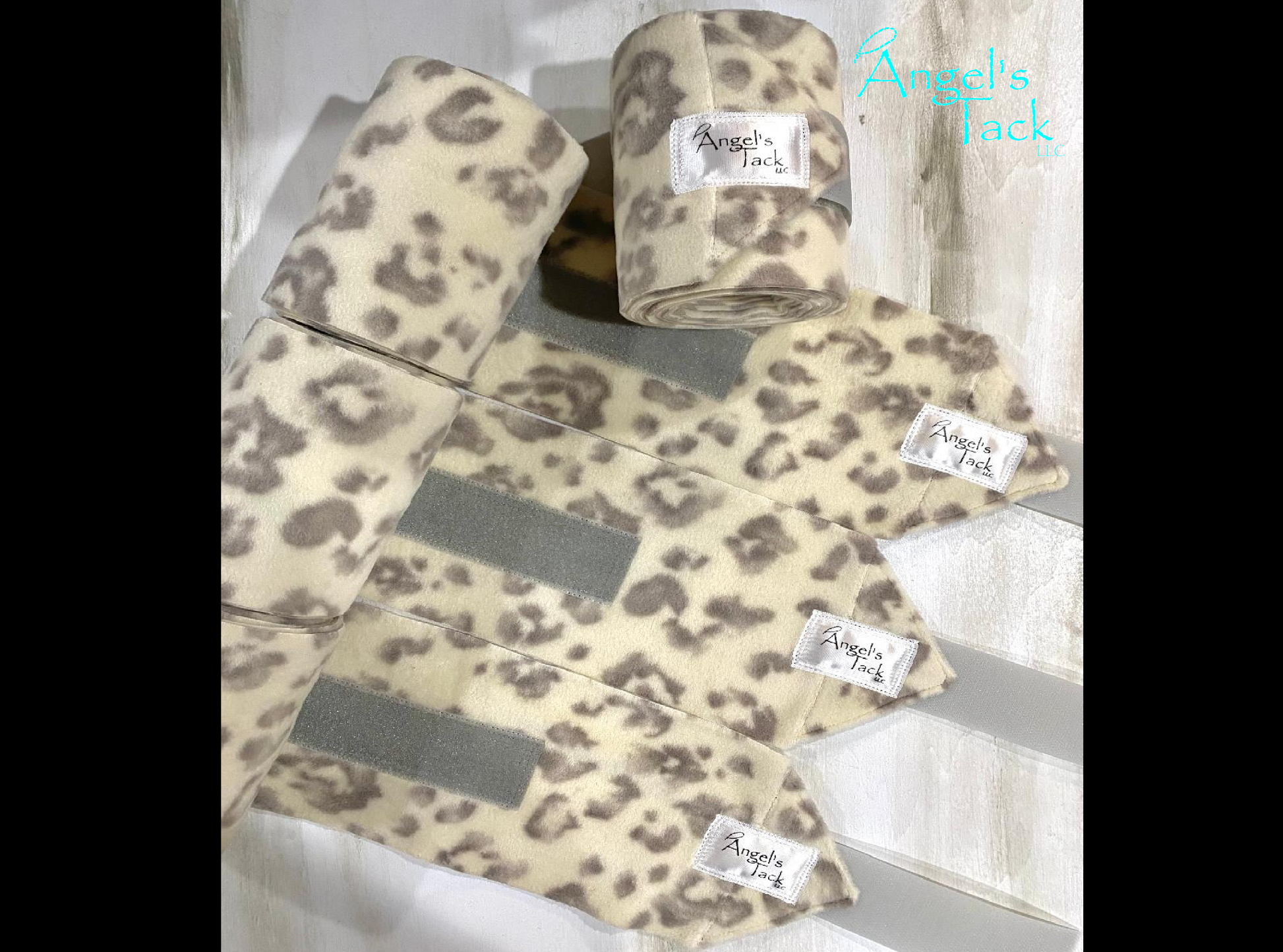 White leopard polo wraps, unrolled