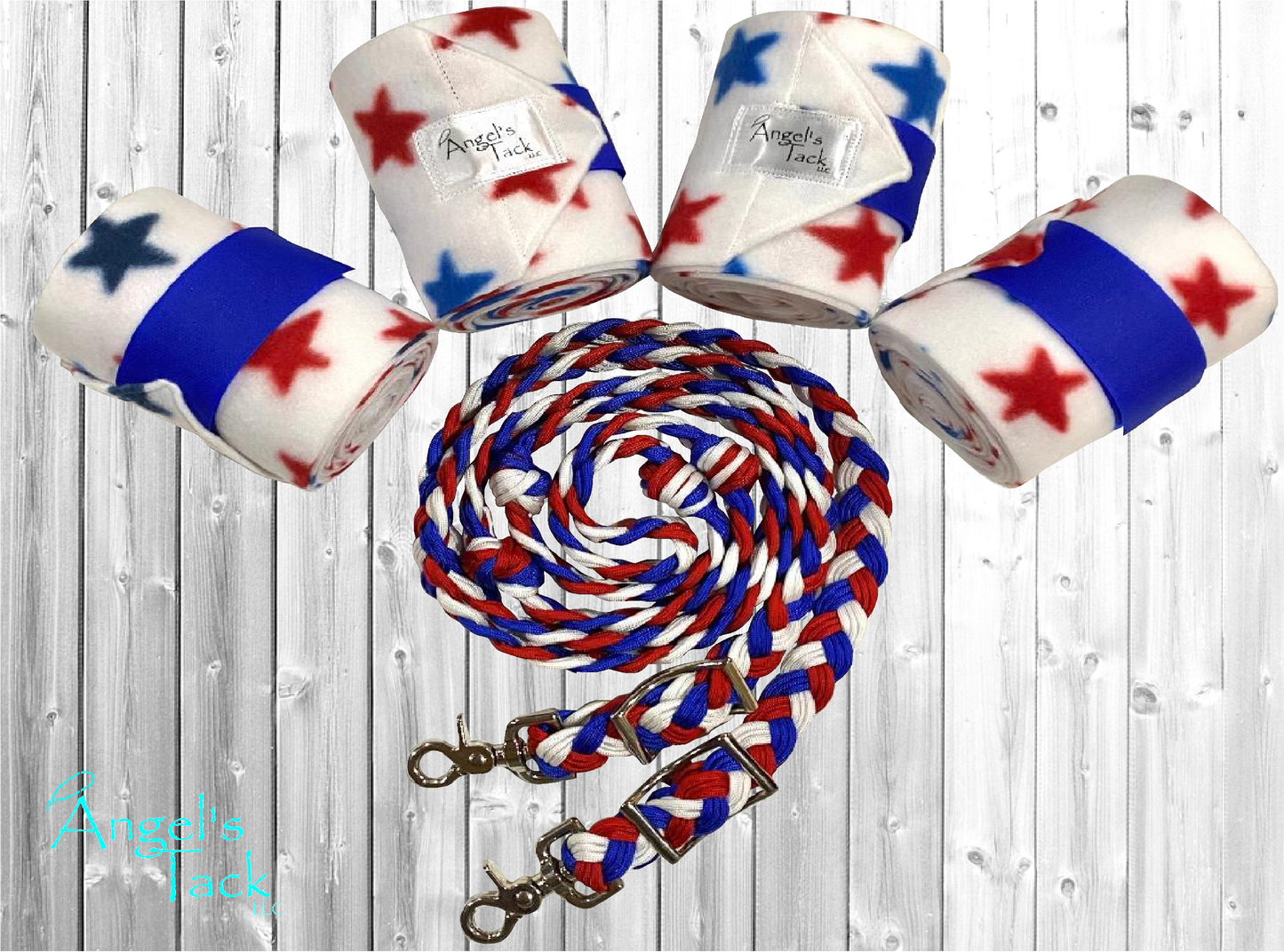 Red white and blue patriotic matching tack set