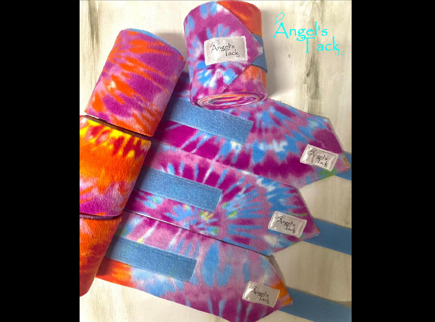 Tie dye polo wraps, unrolled