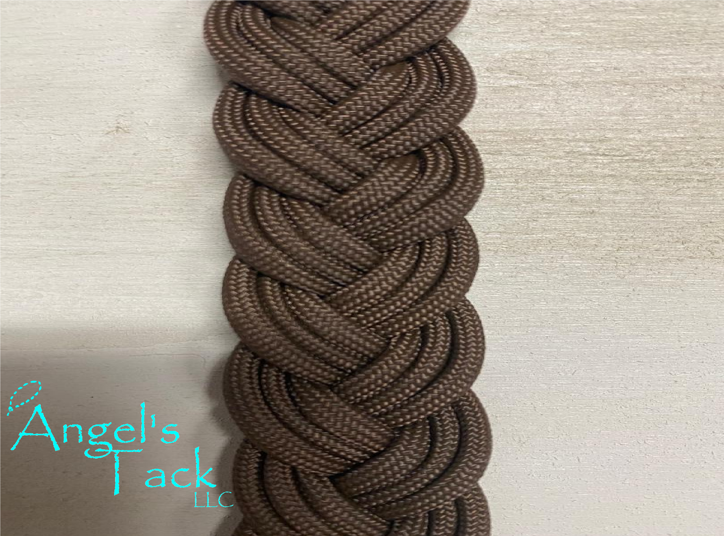 Brown barrel reins, close up