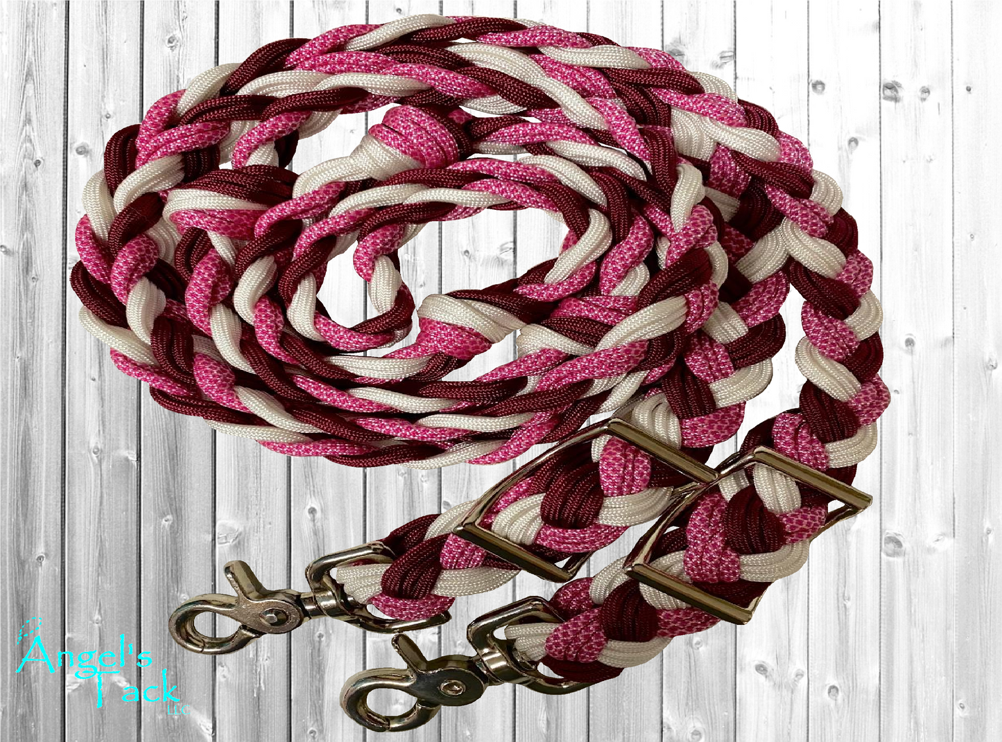 Burgundy fuchsia and white barrel reins