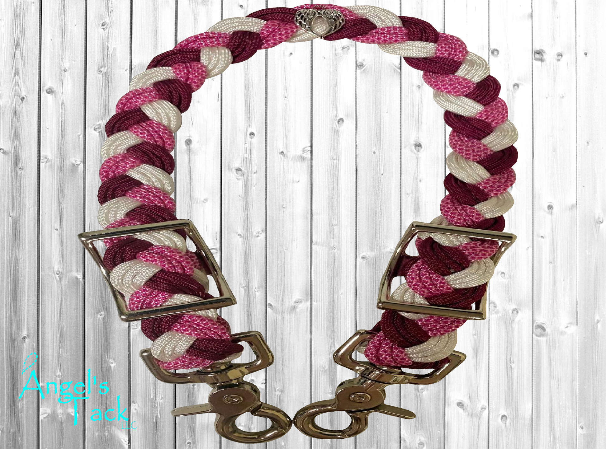 Burgundy fuchsia and white wither strap