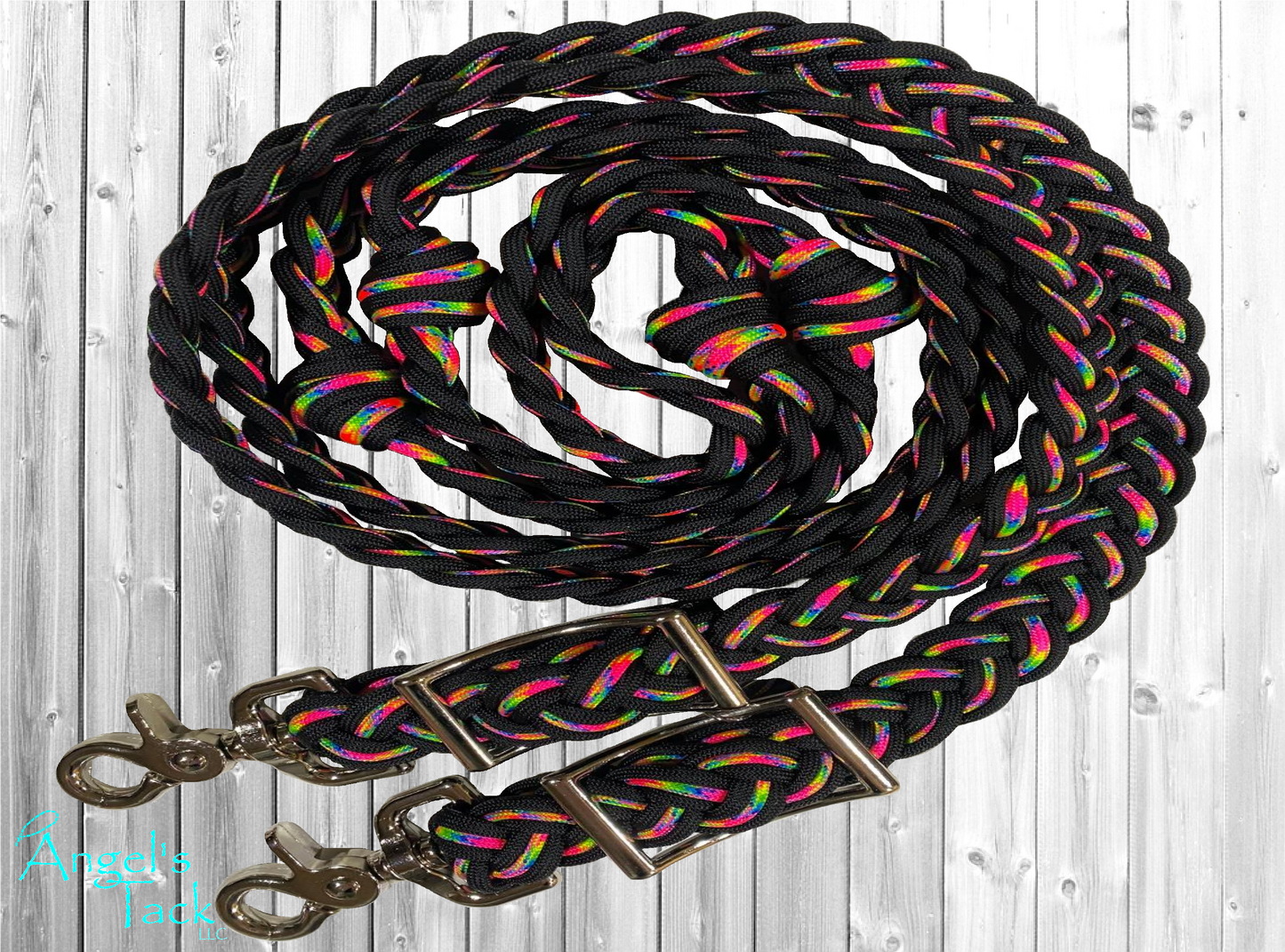 Hot pink and black barrel reins