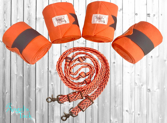 Coral and grey tack set