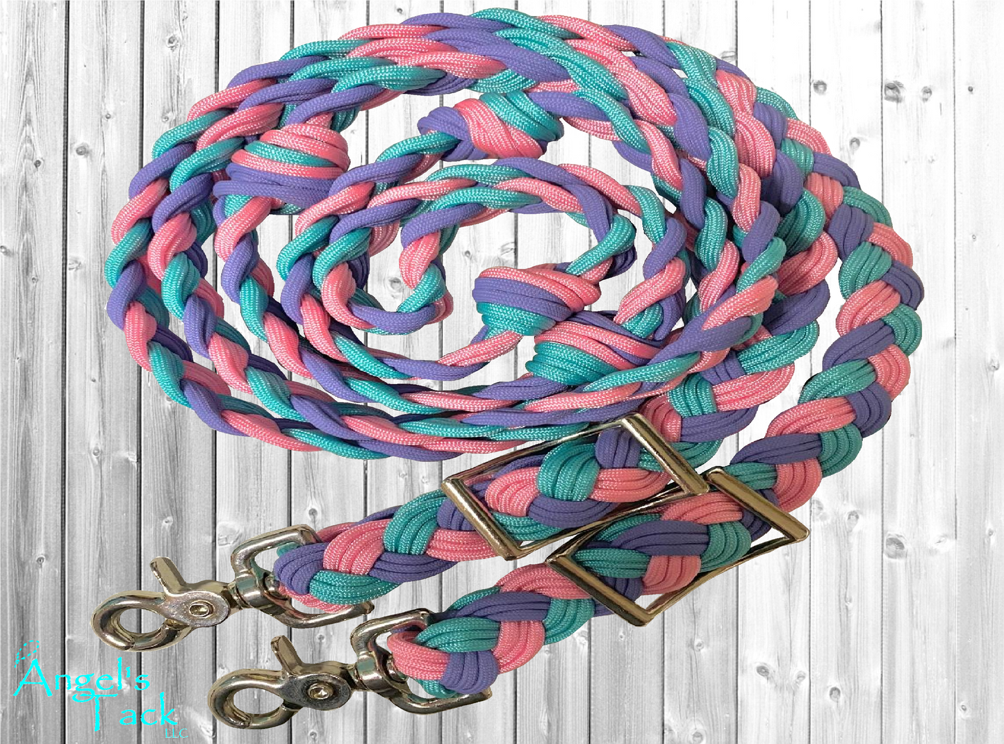 Turquoise pink and purple barrel reins