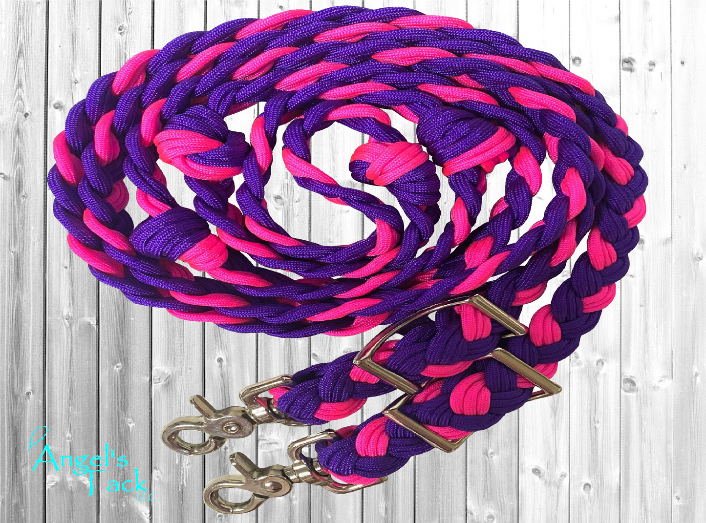 Hot pink and purple barrel reins